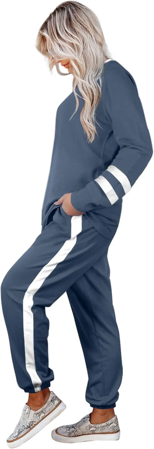 Aloodor Sweatsuit for Women 2 Piece Outfits for Womens Crewneck Sweatshirts Pullover