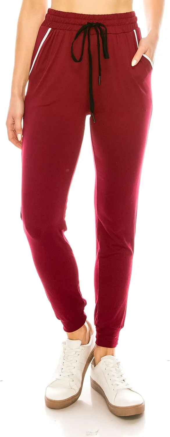 ALWAYS Women Joggers Casual Sweatpants - Super Soft Light Comfy Lounge Striped Pants with Pockets