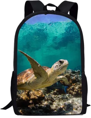 Amzbeauty Backpack School Bags Laptop Casual Bag for Boys Girls Kids Men Women Ocean Sea Aquatic Turtle Tortoise