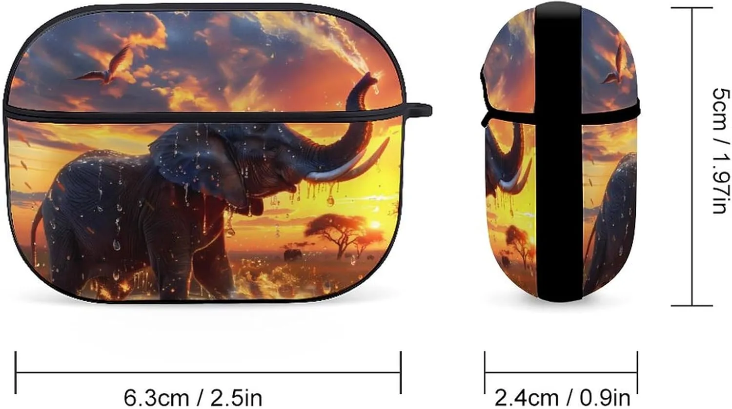 an Elephant Spraying Water Funny Hard Case Compatible with Airpods Pro Earbuds Headset Cover Protective Storage Bag for Men Women