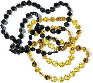 Anderson's Black and Gold Paw Beads, 38 Inches, Set of 24, Fan Gear, Birthdays, Homecoming, Game Days, Sports Fan Gear,School Spirit, Football Cheerleader Accessories