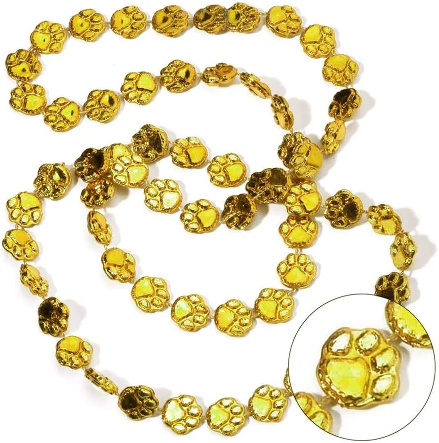 Anderson's Black and Gold Paw Beads, 38 Inches, Set of 24, Fan Gear, Birthdays, Homecoming, Game Days, Sports Fan Gear,School Spirit, Football Cheerleader Accessories