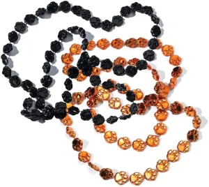 Anderson's Black and Orange Paw Beads, 38 Inches, Set of 24, Fan Gear, Birthdays, Homecoming, Game Days, Sports Fan Gear,School Spirit, Football Cheerleader Accessories