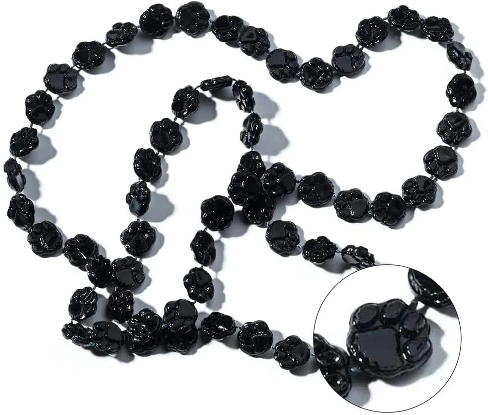 Anderson's Black and Orange Paw Beads, 38 Inches, Set of 24, Fan Gear, Birthdays, Homecoming, Game Days, Sports Fan Gear,School Spirit, Football Cheerleader Accessories