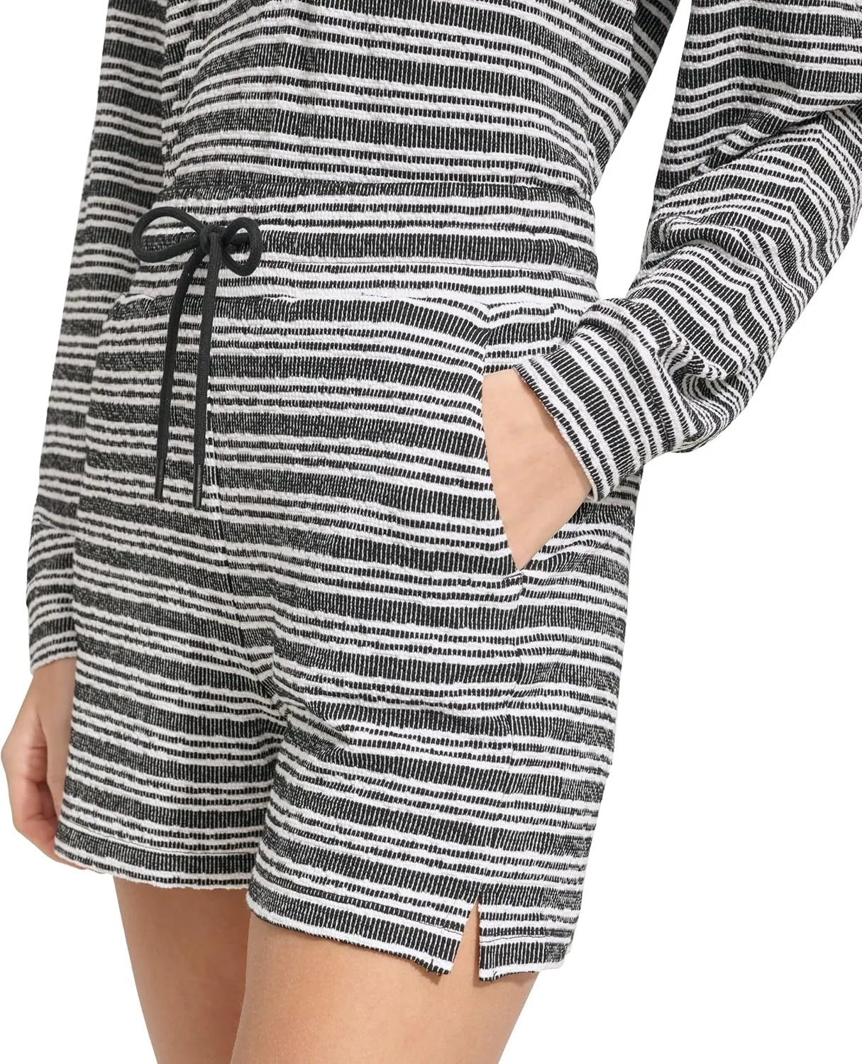 Andrew Marc Women's Heritage Striped Stretch Terry Pull on Short