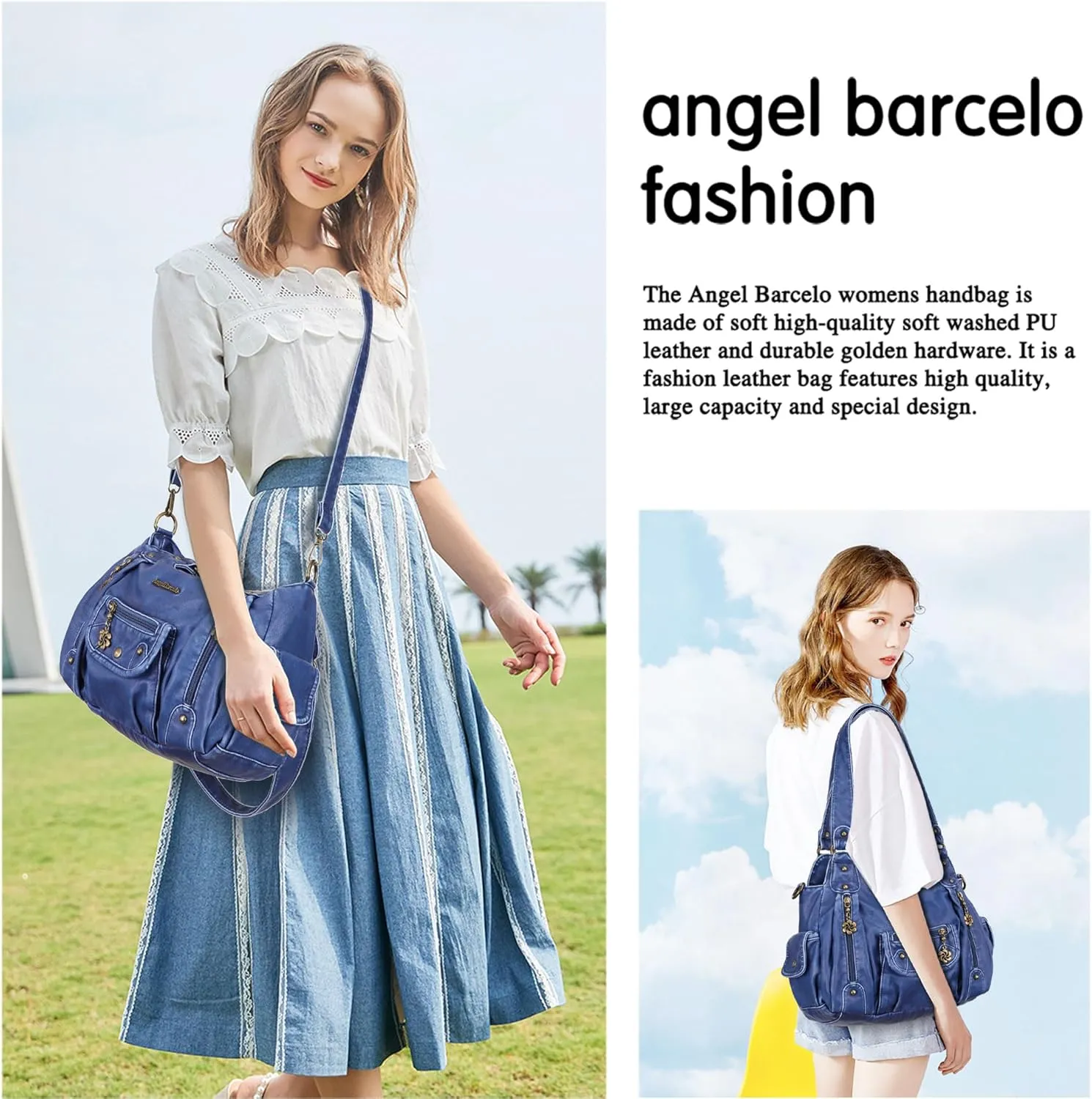 Angel Barcelo Womens Purses and Handbags PU Leather Shoulder Bag Fashion Hobo Bags for Girls