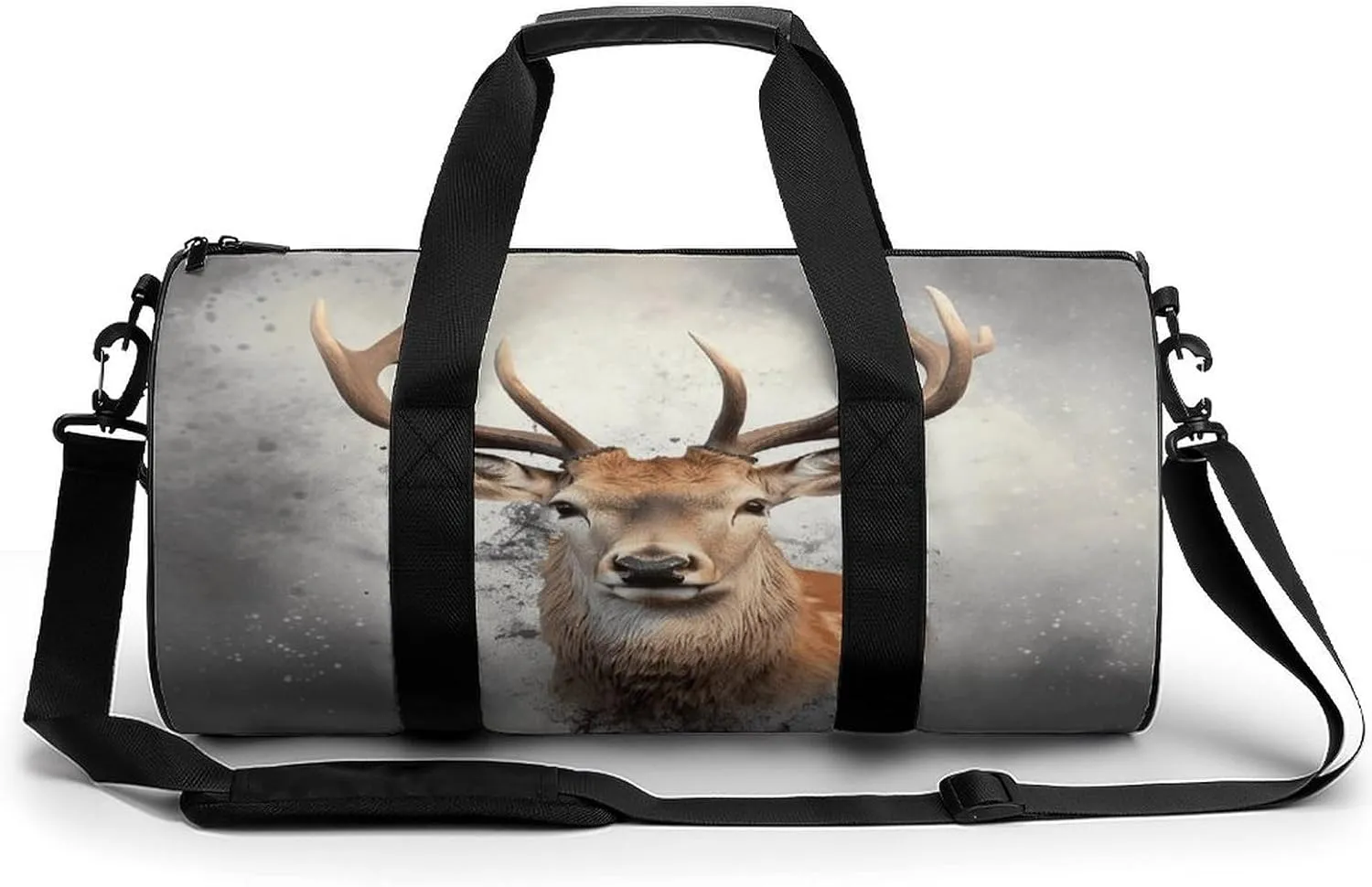 Animal Deer Cylindrical Gym Bag Travel Duffel Bag with Dry Wet Separated Pocket for Men And Women Overnight Bag Weekender Bag Training Handbag Yoga Bag