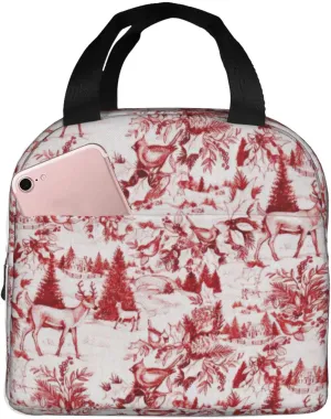 Animal Wilderness Bear Deer Print Lunch Bag,Reusable Insulated Lunch Tote Bag For Work/Office/Picnic/Travel