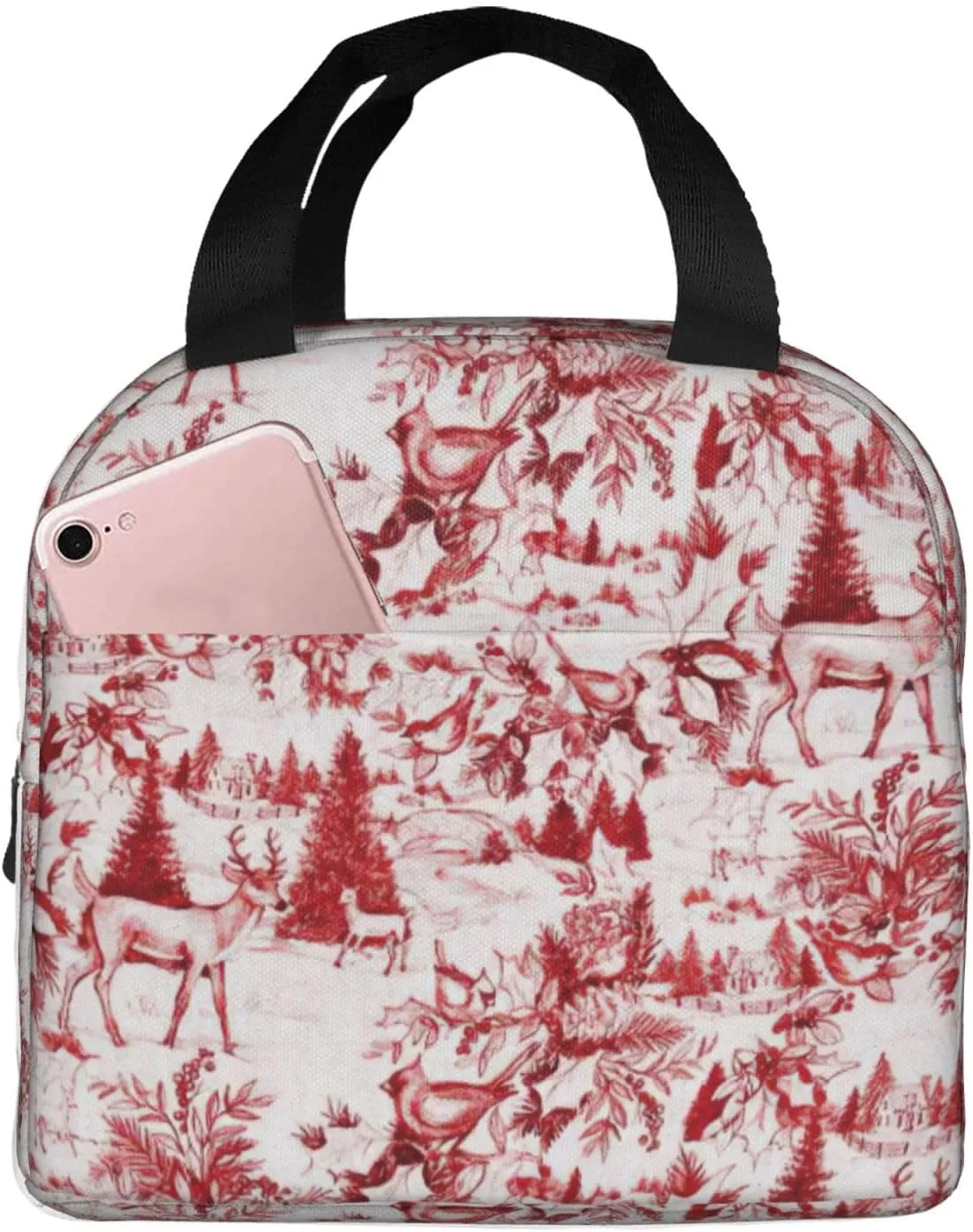 Animal Wilderness Bear Deer Print Lunch Bag,Reusable Insulated Lunch Tote Bag For Work/Office/Picnic/Travel