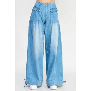 Ankle Drawstring Denim Pants
