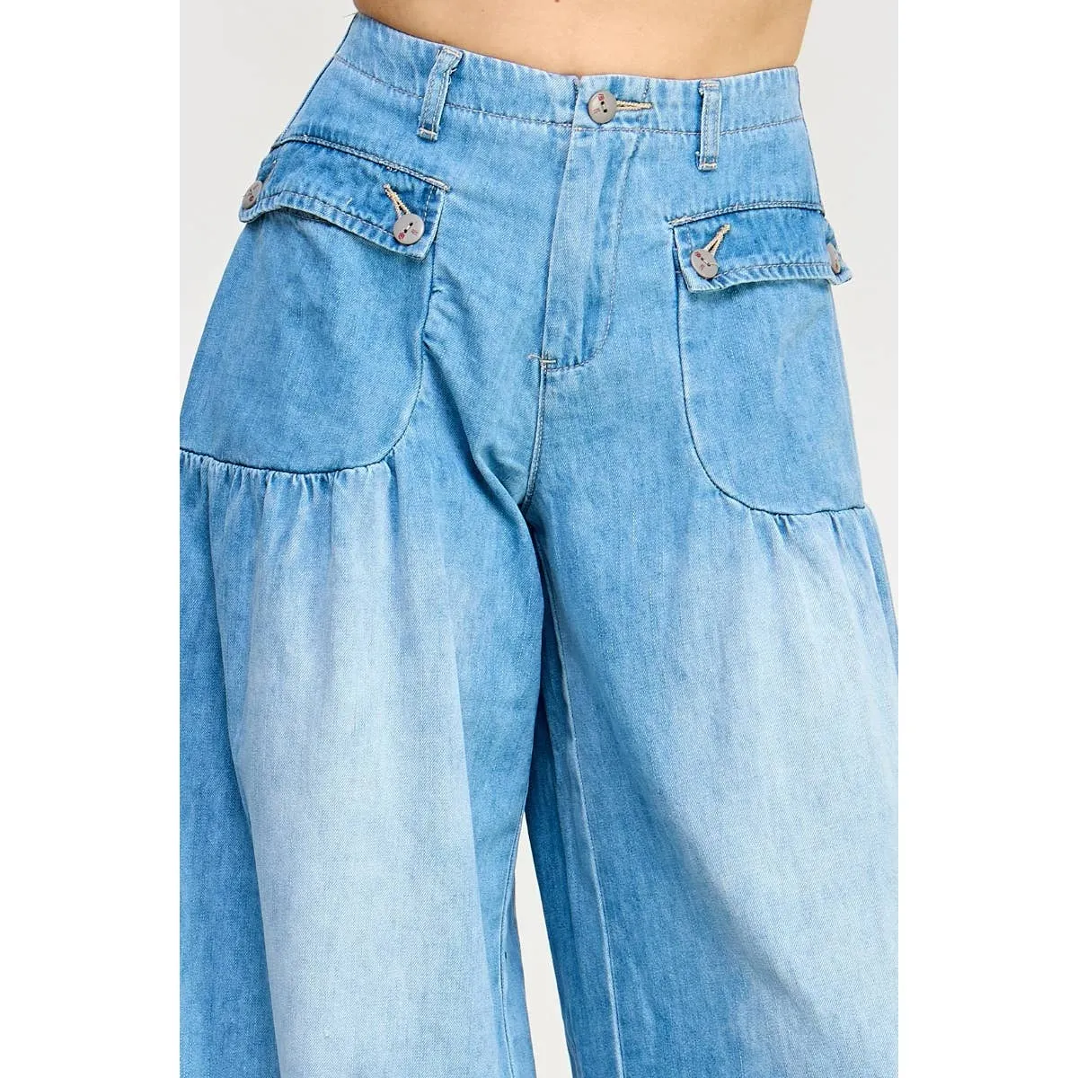 Ankle Drawstring Denim Pants
