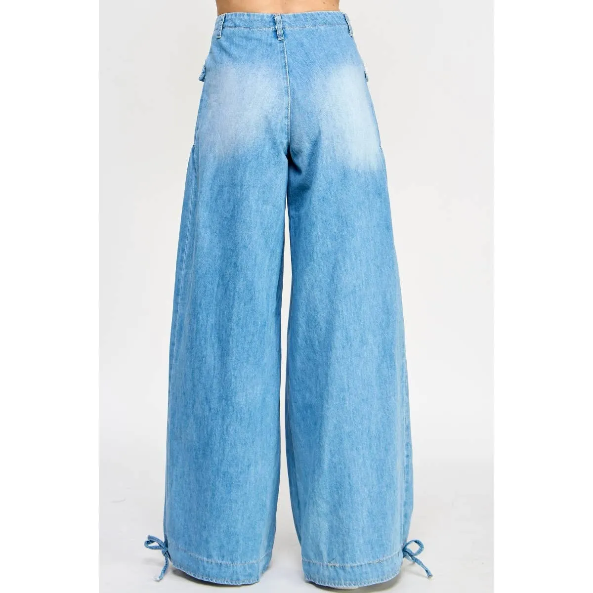 Ankle Drawstring Denim Pants