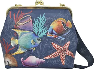 Anuschka Women’s Hand Painted Genuine Painted Leather Medium Frame Crossbody