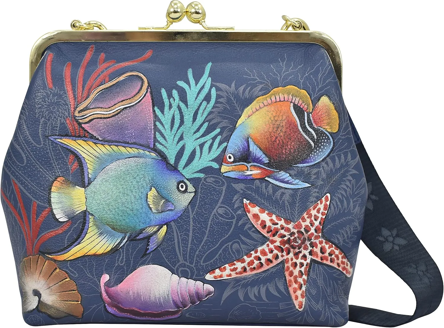 Anuschka Women’s Hand Painted Genuine Painted Leather Medium Frame Crossbody