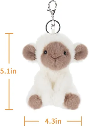 Apricot Lamb Cute Toys Plush White Sheep Lamb Stuffed Animal Soft Keychain for Kids Bag, Purse, Backpack, Handbag (White Sheep，5.1 Inches)