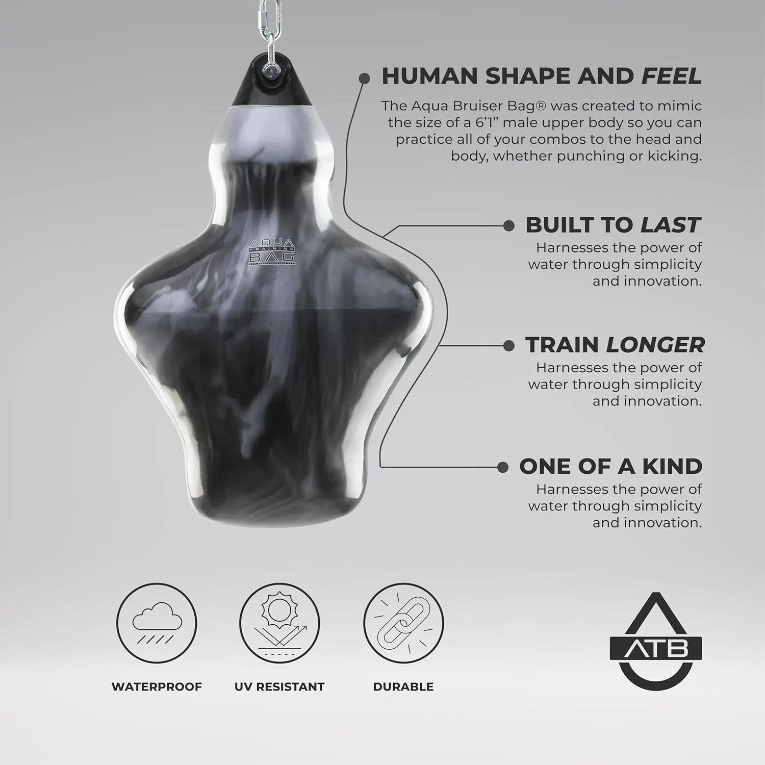Aqua Training Bag | 150lb Bruiser Bag | Torso-Shaped Heavyweight Punch Bag | Made in The USA & Built to Last | Easier On Joints So You Can Train for Longer | Water-Filled & Versatile