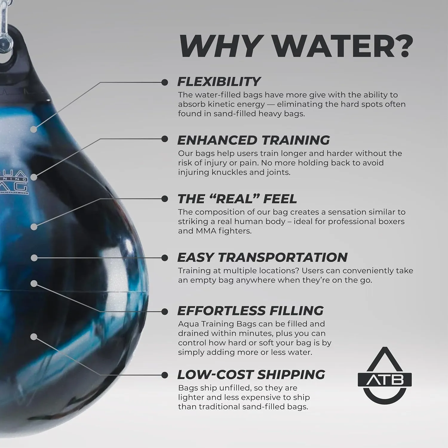 Aqua Training Bag | 150lb Bruiser Bag | Torso-Shaped Heavyweight Punch Bag | Made in The USA & Built to Last | Easier On Joints So You Can Train for Longer | Water-Filled & Versatile