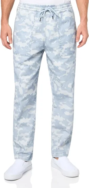 Armani Exchange Men's Non Stretch Cotton Camo Denim Drawstring Trouser Pants