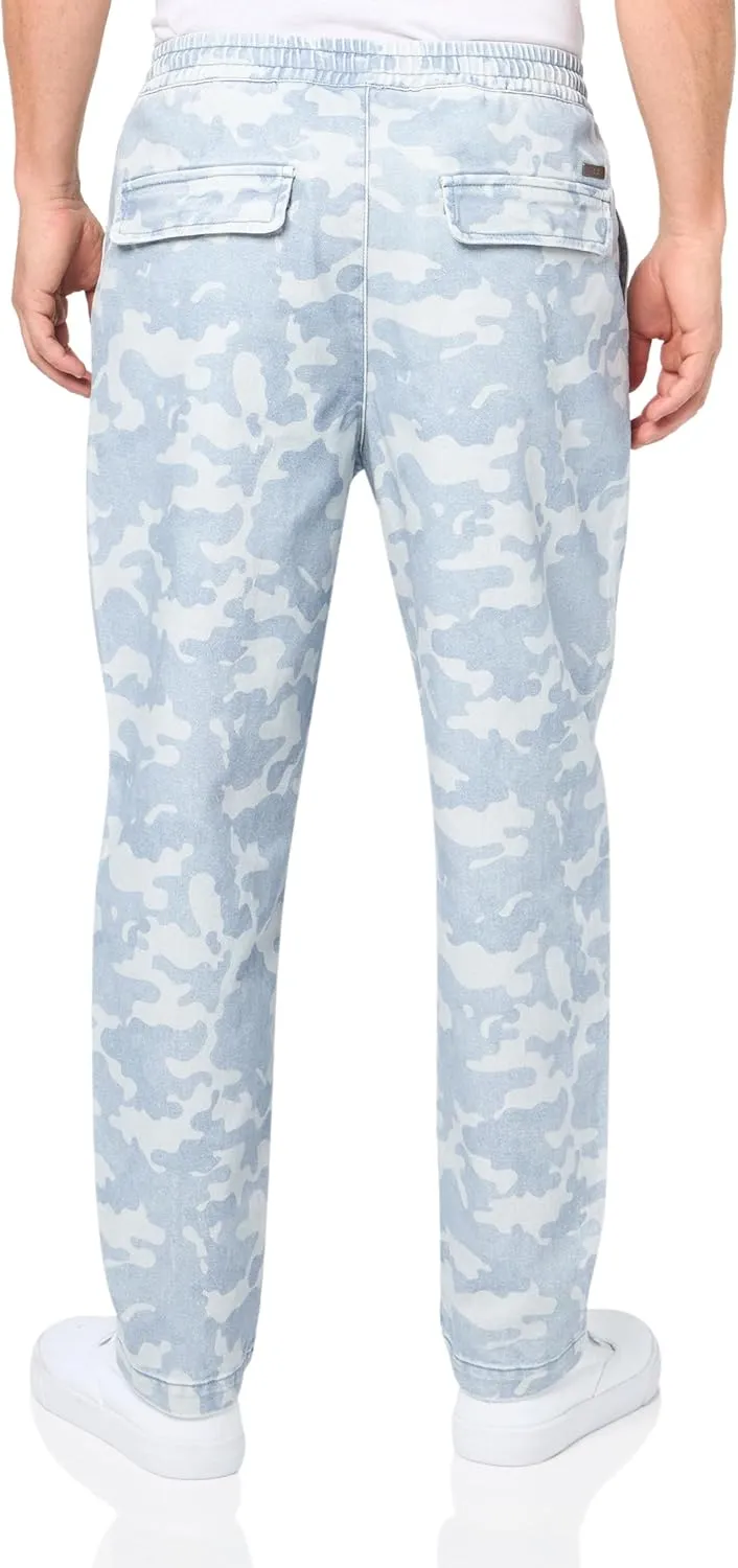 Armani Exchange Men's Non Stretch Cotton Camo Denim Drawstring Trouser Pants