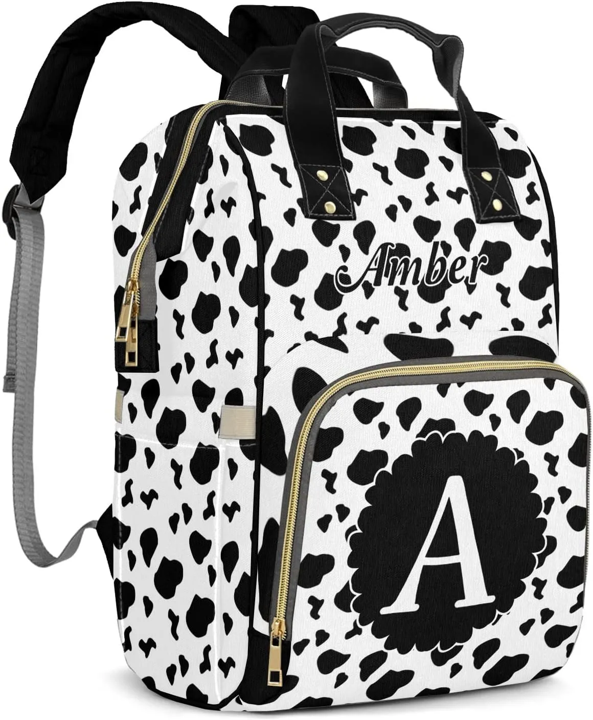 Art Cow Pattern Diaper Bags Customized Mummy Nursing Casual Daypack Hiking Camping Baby Bags for Mom