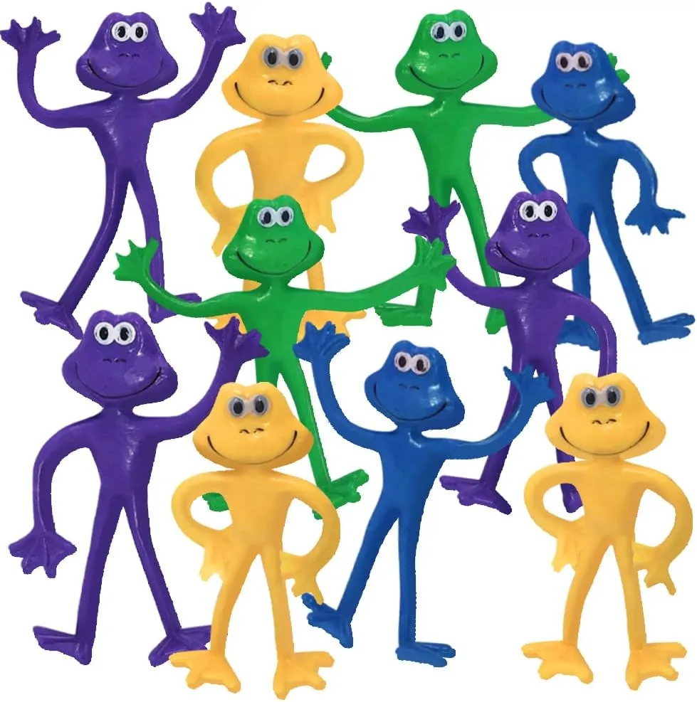 ArtCreativity Bendable Frog Figures, Set of 12, Bendable Toys for Kids, Animal Party Favors for Boys and Girls, Stress Relief Fidget Toys for Kids, Easter Basket Stuffers, and Pinata Fillers