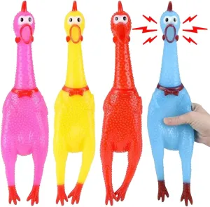 ArtCreativity Screaming Chicken Toys, Set of 4, Easter Party Favors, Hilarious Squeeze Toys in Assorted Colors, April Fools Pranks, Classic Gag Gifts for Kids and Adults, Noisemakers for Parties