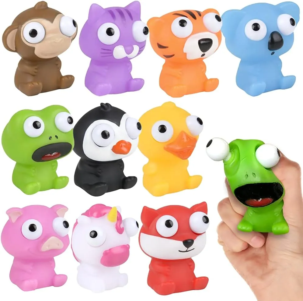 ArtCreativity Squeezy Animals with Pop Out Eyes, Set of 20, Fun Squeeze Stress Relief Toys for Kids, Fun Goodie Bag Fillers, Birthday Party Favors for Boys and Girls