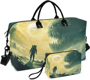Astronaut and Monster Duffel Bag for Travel Gym Sport, Weekender Travel Bags Carry on Overnight Bag