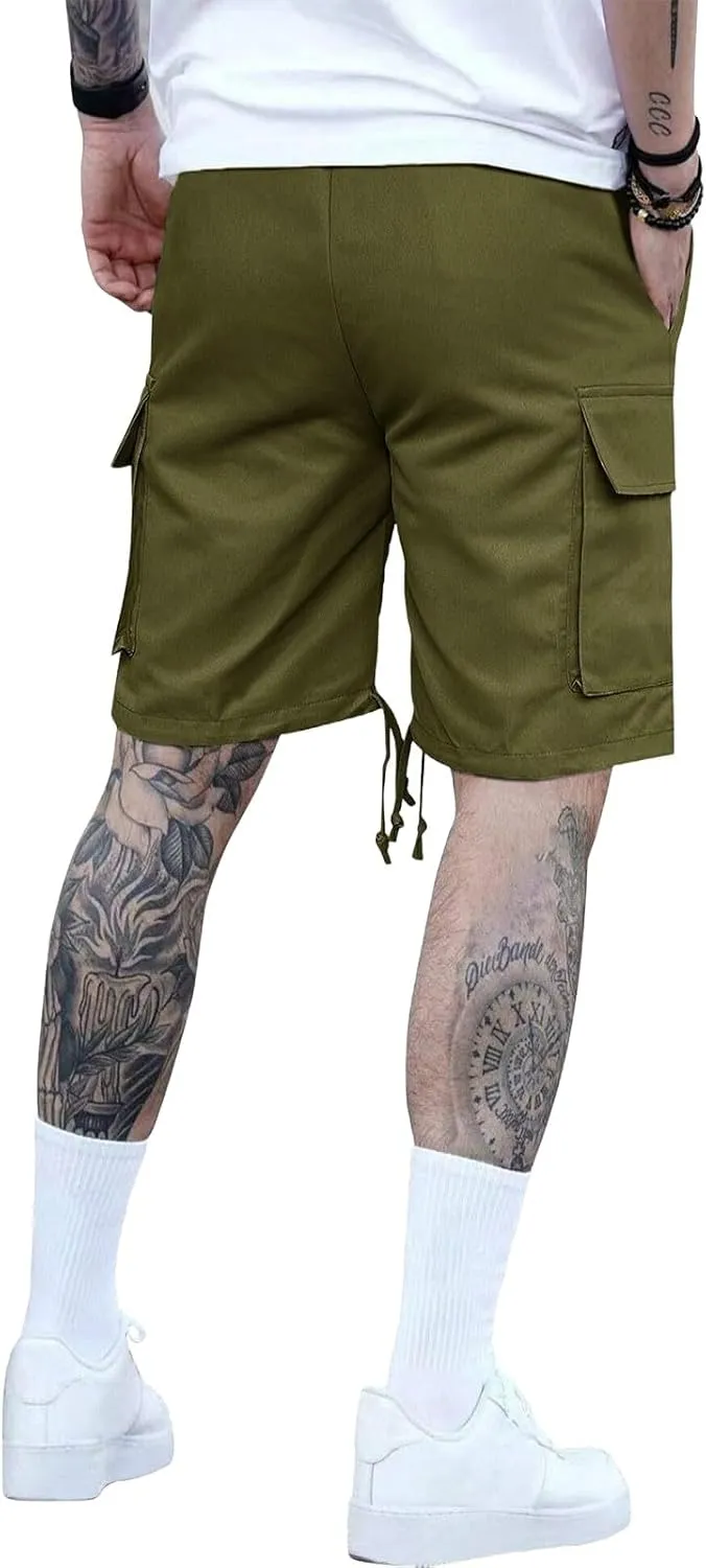 Athletic Cargo Shorts for Men Drawstring Wide Leg Casual Summer Short Fashion Outdoor Vacation Beach Workout Pants