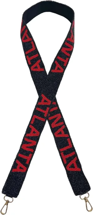Atlanta Black Beaded Purse Strap Red Letters 49” Pro Football Stadium Approved Clear Bag Falcon Gold Hardware Sports College South Conference