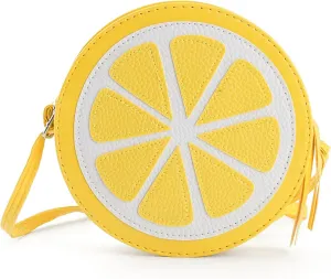AUEAR, Lemon Lime Fruit Shaped Round Cute Fashion Personality Cross Body Bag Purse for Women Female, Yellow