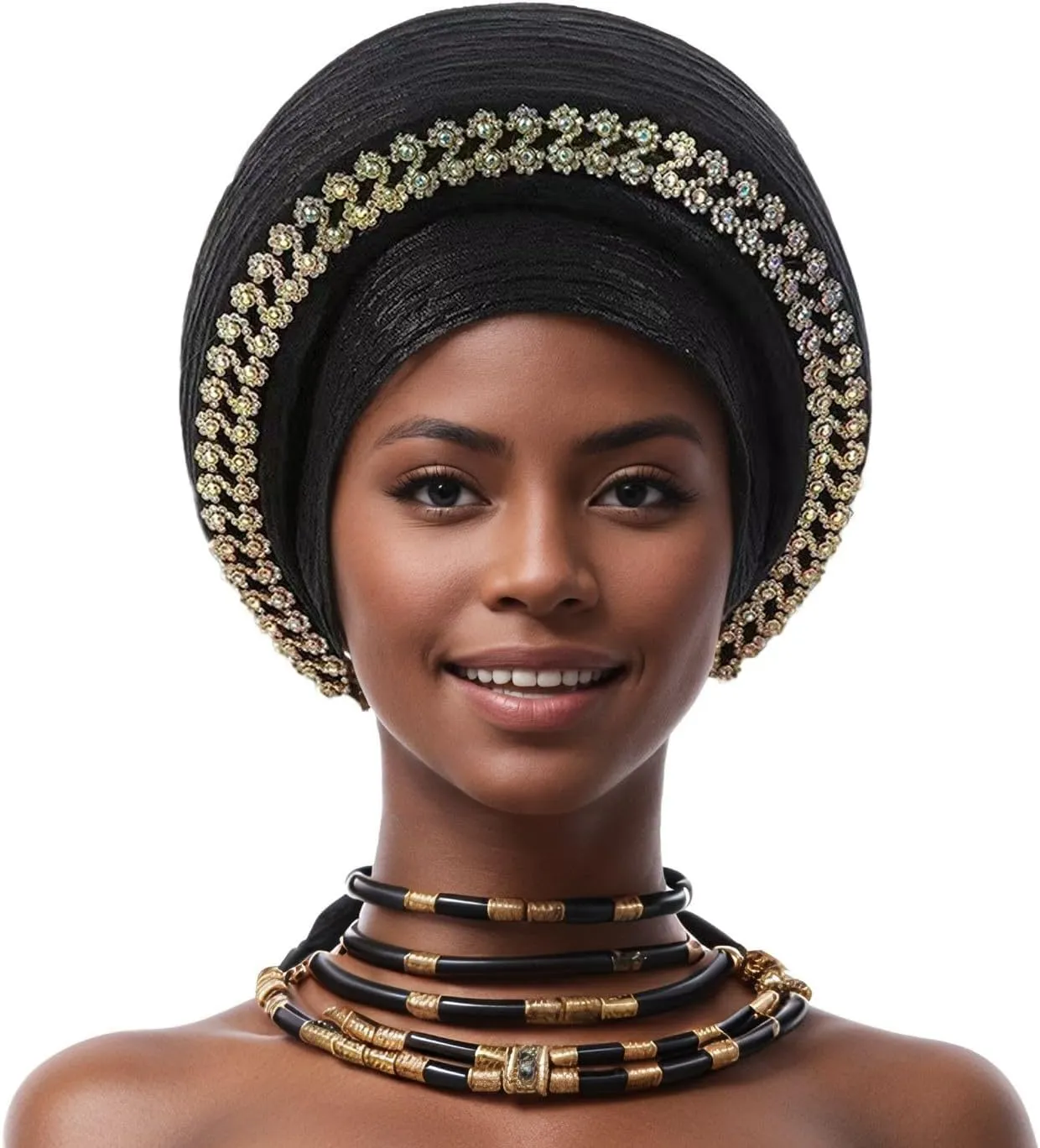 Auto Gele Black African Women's Hijab ASO Oke Hijab Wedding Party Handmade Elegant Hair hat