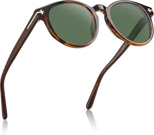 AVAWAY Polarized Sunglasses for Men Round UV Protection, Retro Hand-crafted Frame Gold Filigree Sunnies