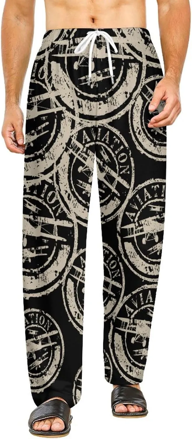 Aviation And Airplane Mens Pajamas Pants Women Sleepwear Lounge Pant with Pockets