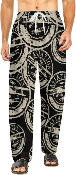 Aviation And Airplane Mens Pajamas Pants Women Sleepwear Lounge Pant with Pockets