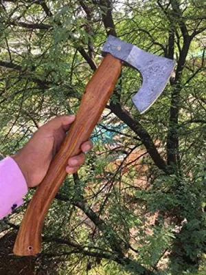 Axe Damascus Steel 14'' Rose Wood Handle Axe