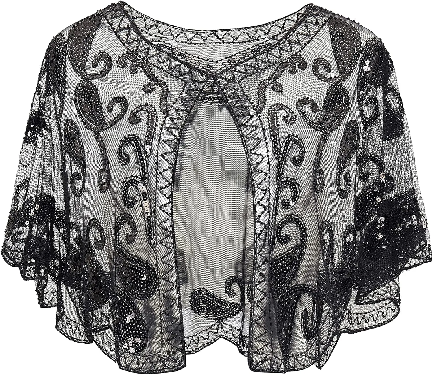 BABEYOND 1920s Shawl Wraps Sequin Beaded Evening Cape Bridal Shawl Bolero Flapper Cover Up