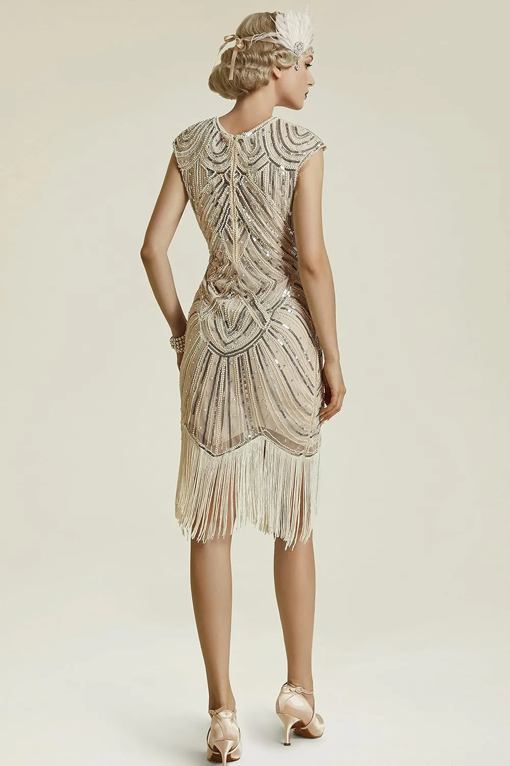 BABEYOND Women's Flapper Dresses 1920s Beaded Fringed Great Gatsby Dress