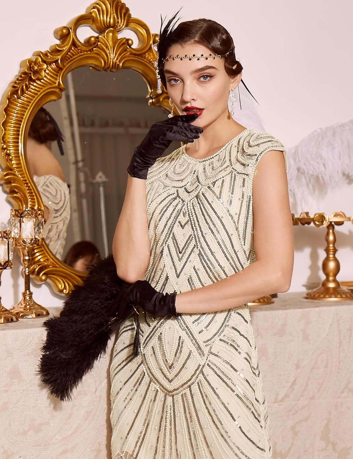 BABEYOND Women's Flapper Dresses 1920s Beaded Fringed Great Gatsby Dress