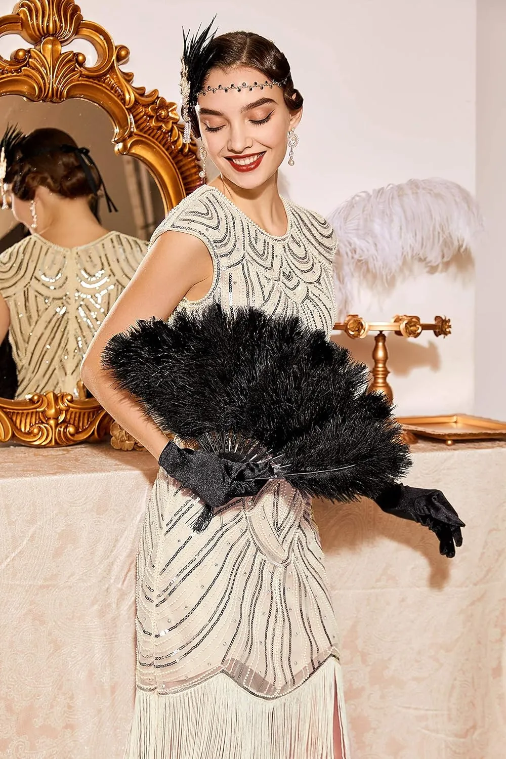 BABEYOND Women's Flapper Dresses 1920s Beaded Fringed Great Gatsby Dress