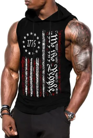Babioboa Men's Workout Hooded Tank Tops Sports Training Sleeveless Gym Hoodies Bodybuilding Cut Off Muscle Shirts