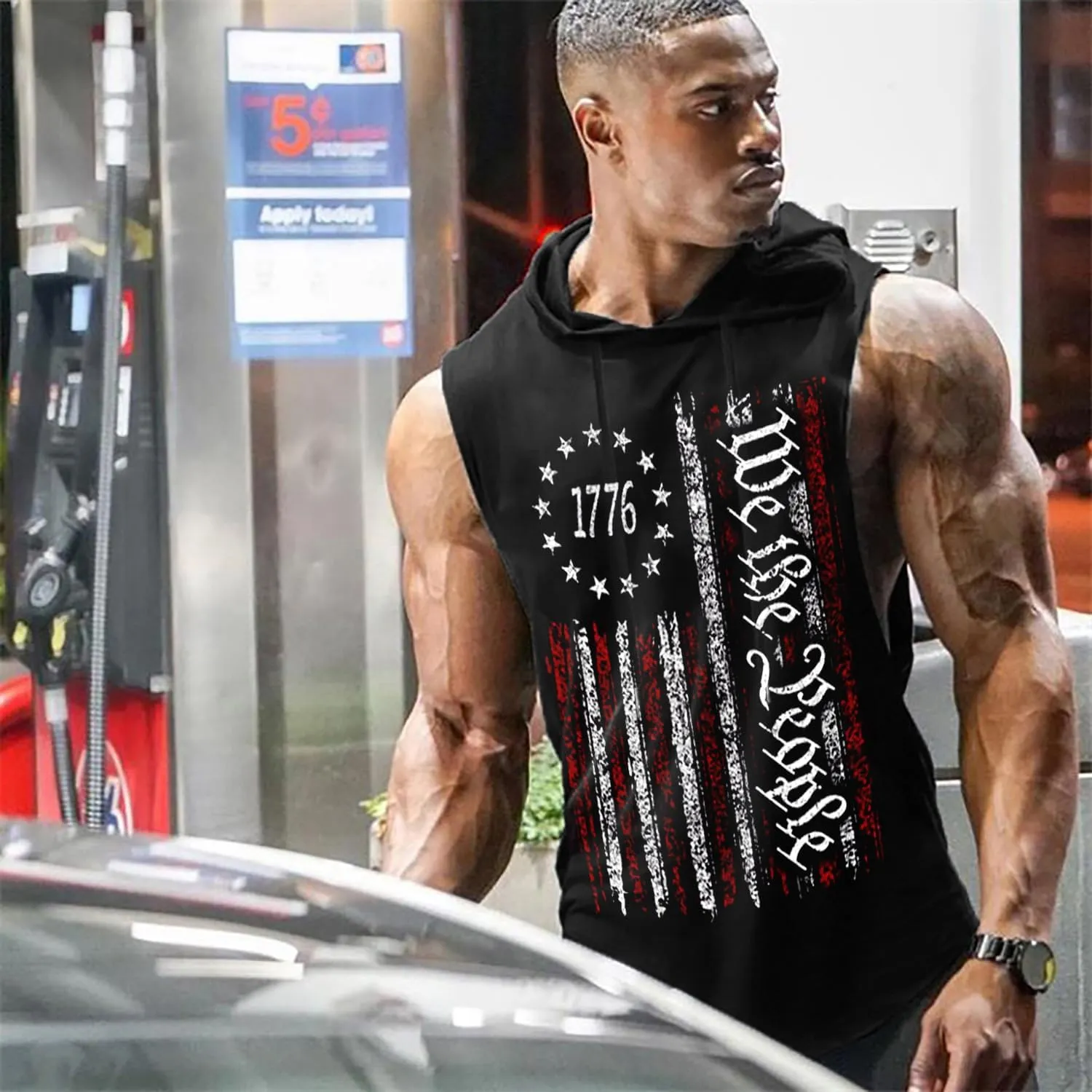 Babioboa Men's Workout Hooded Tank Tops Sports Training Sleeveless Gym Hoodies Bodybuilding Cut Off Muscle Shirts