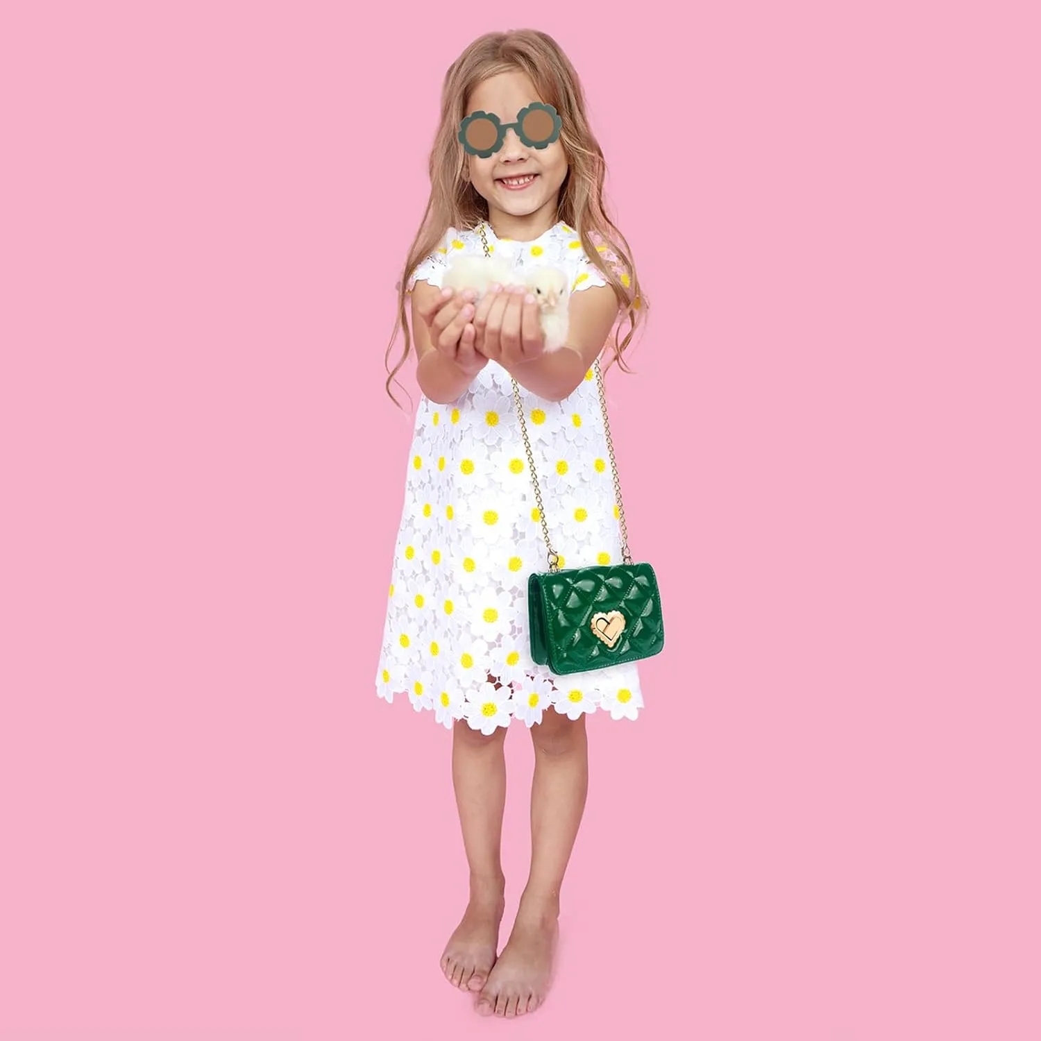Baby Purse for Toddlers, Kids Heart Lock Purses with Glasses, Girls Purses for Kids 1-10, Toddler Bag Gift
