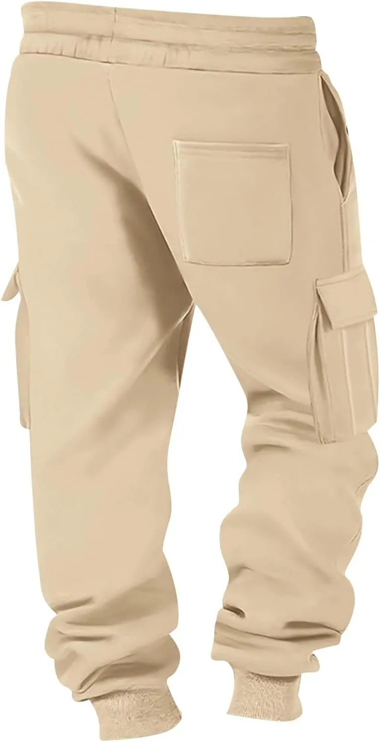 Baggy Cargo Sweatpants for Men Casual Sweat Pants Drawstring Waist Athletic Pants Joggers with Pockets