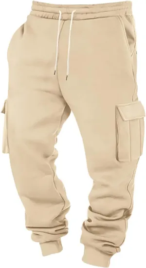 Baggy Cargo Sweatpants for Men Casual Sweat Pants Drawstring Waist Athletic Pants Joggers with Pockets