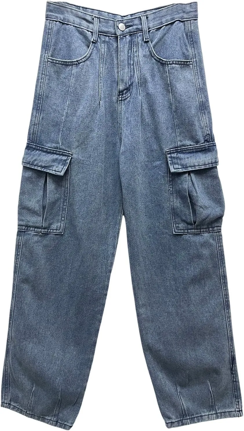 Baggy Jeans Men Relaxed Fit Straight-Leg Casual Jeans for Men Y2K Wide Leg Harajuku Denim Pants Hip Hop Streetwear
