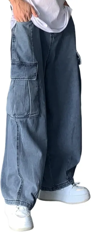 Baggy Jeans Men Relaxed Fit Straight-Leg Casual Jeans for Men Y2K Wide Leg Harajuku Denim Pants Hip Hop Streetwear