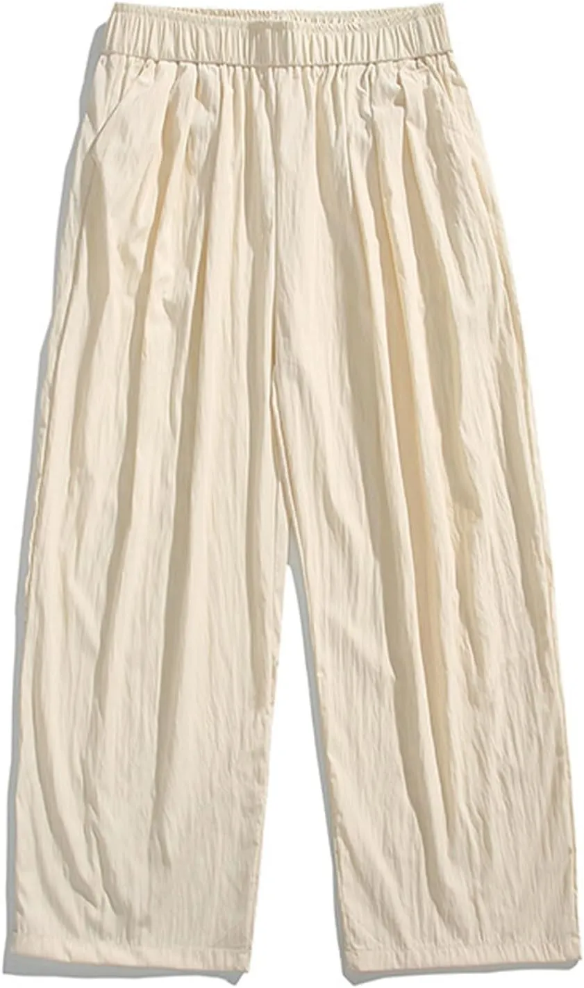 Baggy Sweatpants Men Casual Wide Leg Sweatpants Open Bottom Elastic Waist Pants Fashion Comfy Breathable Trousers
