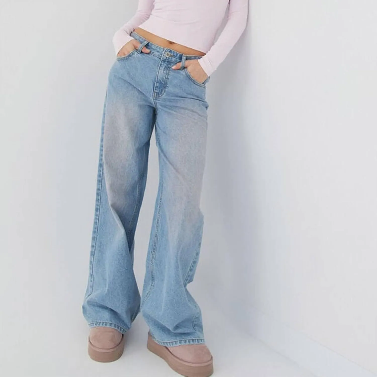 Baggy Wide Leg Jeans for Women Y2K Low Rise Straight Leg Boyfriend Denim Pants Teen Girls Vintage Casual Loose Jeans