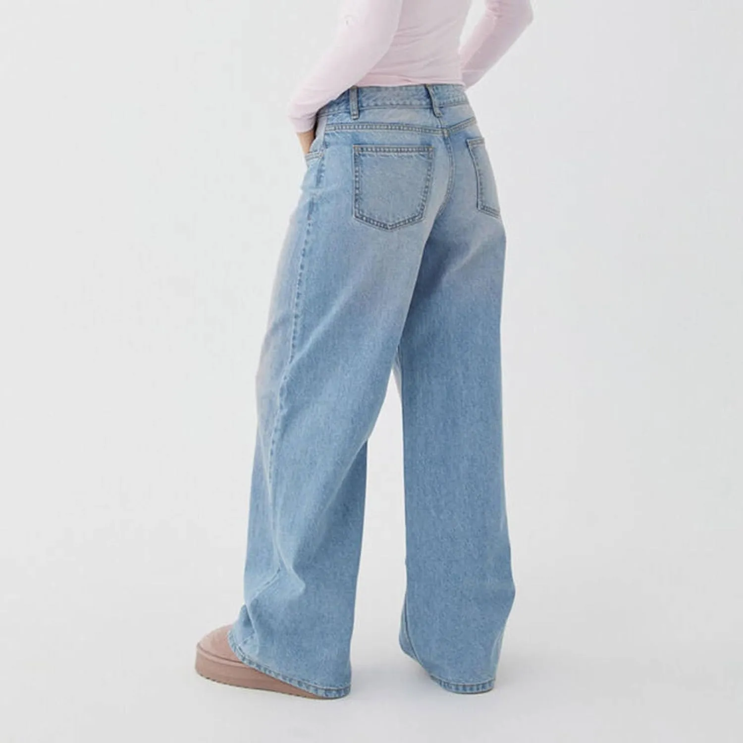 Baggy Wide Leg Jeans for Women Y2K Low Rise Straight Leg Boyfriend Denim Pants Teen Girls Vintage Casual Loose Jeans